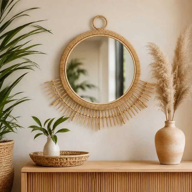 Miroir Rond Rotin - 58 x 55 cm