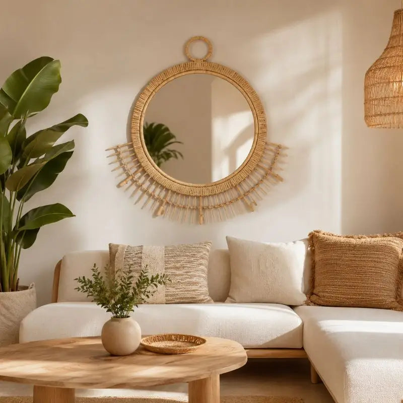 Miroir Rond Rotin - 58 x 55 cm
