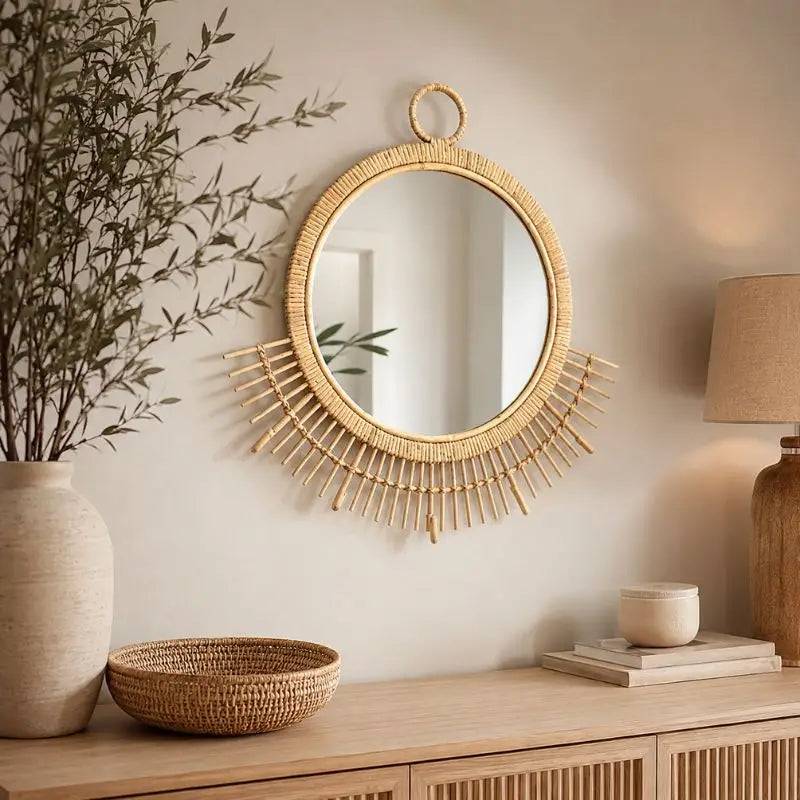 Miroir Rond Rotin - 58 x 55 cm