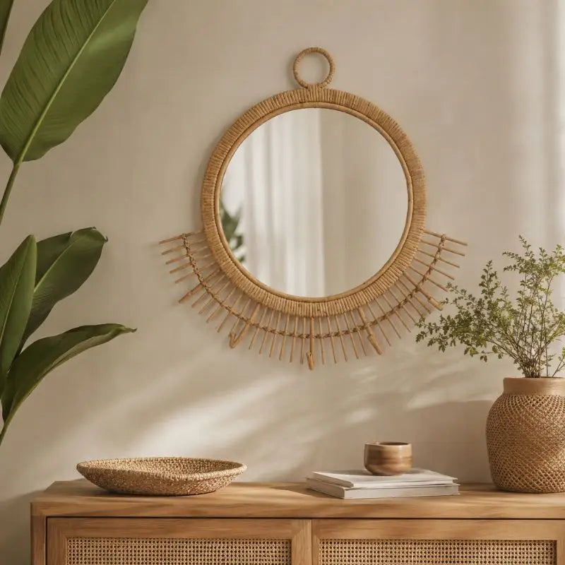 Miroir Rond Rotin - 58 x 55 cm