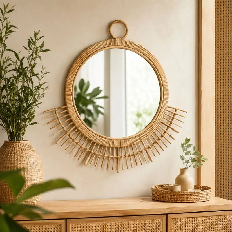 Miroir Rond Rotin - 58 x 55 cm