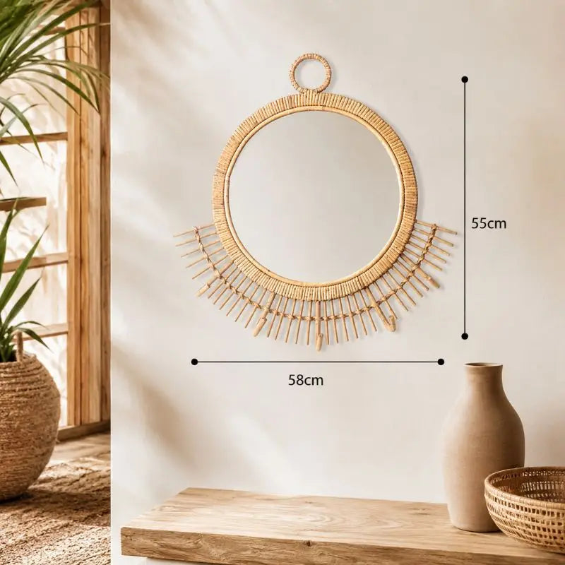 Miroir Rond Rotin - 58 x 55 cm