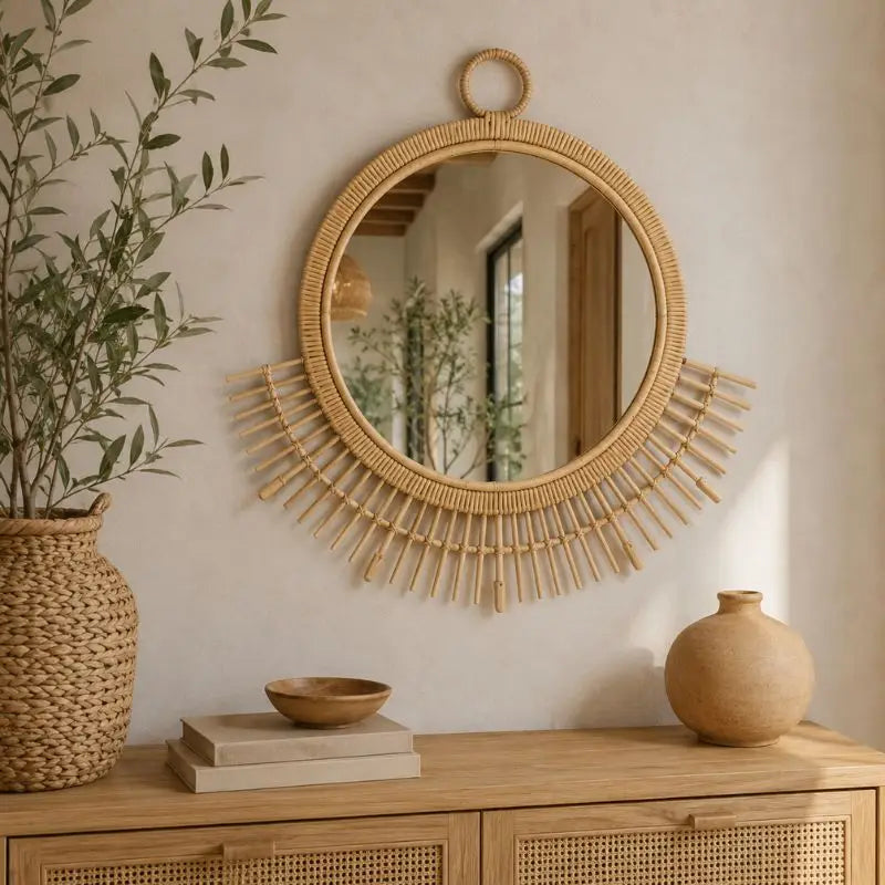 Miroir Rond Rotin - 58 x 55 cm