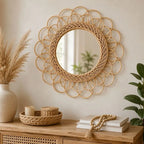 Miroir Rotin Fleur - 40 cm