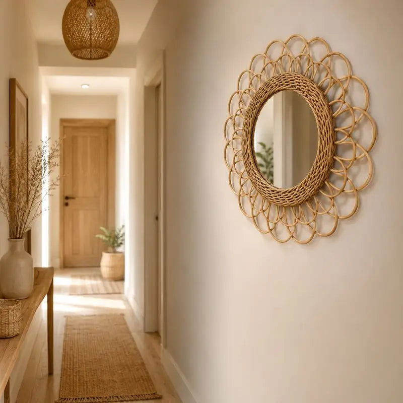Miroir Rotin Fleur - 40 cm