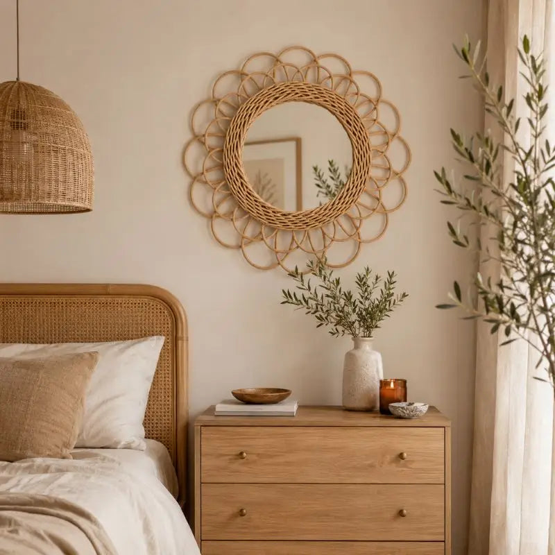Miroir Rotin Fleur - 40 cm