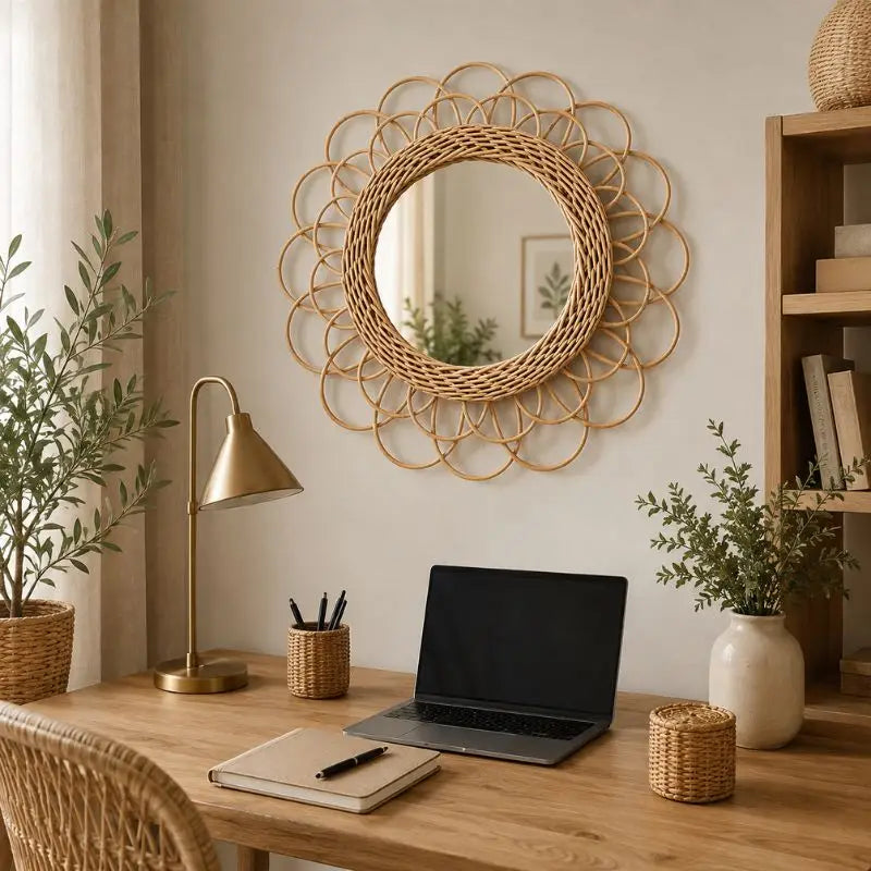 Miroir Rotin Fleur - 40 cm