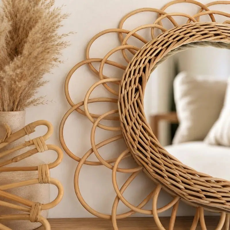 Miroir Rotin Fleur - 40 cm