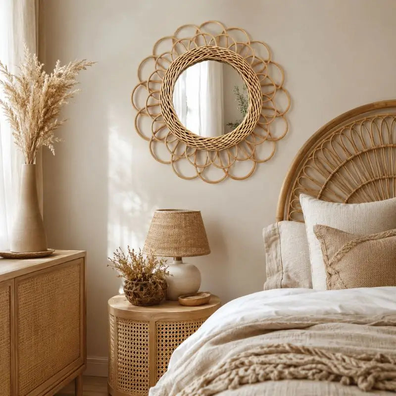 Miroir Rotin Fleur - 40 cm