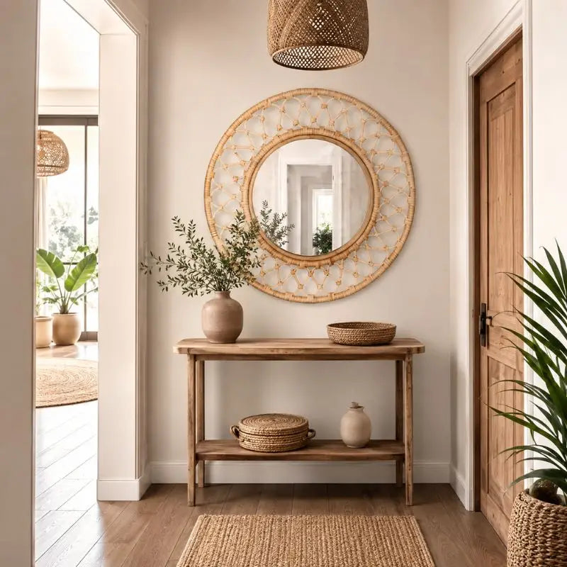Miroir Rotin Rond - 76 cm