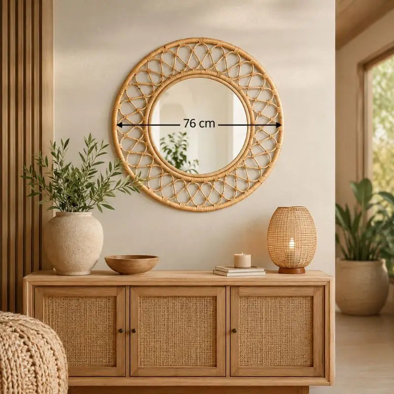 Miroir Rotin Rond - 76 cm
