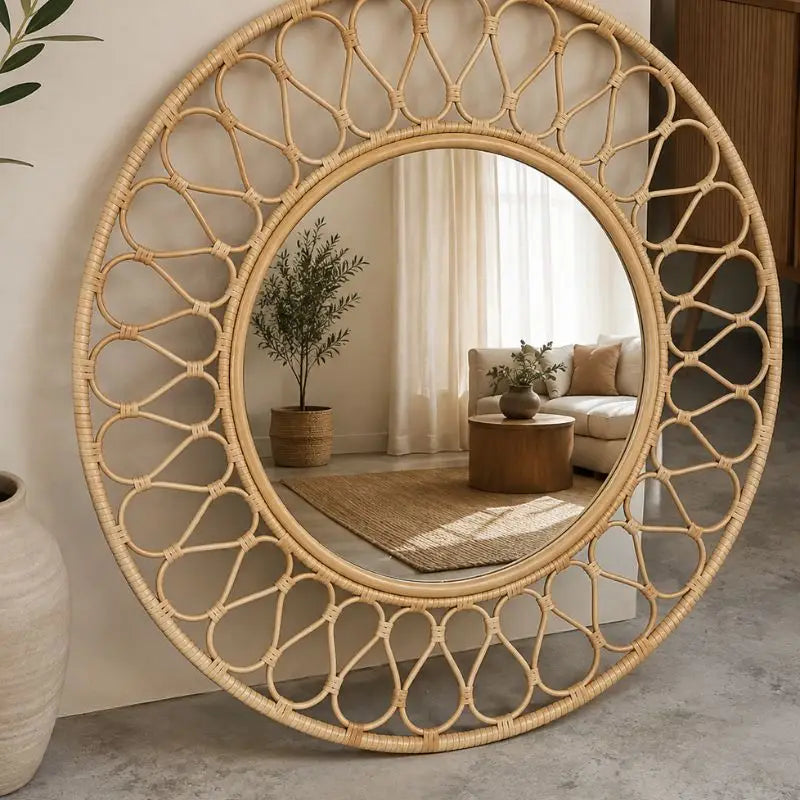 Miroir Rotin Rond - 76 cm