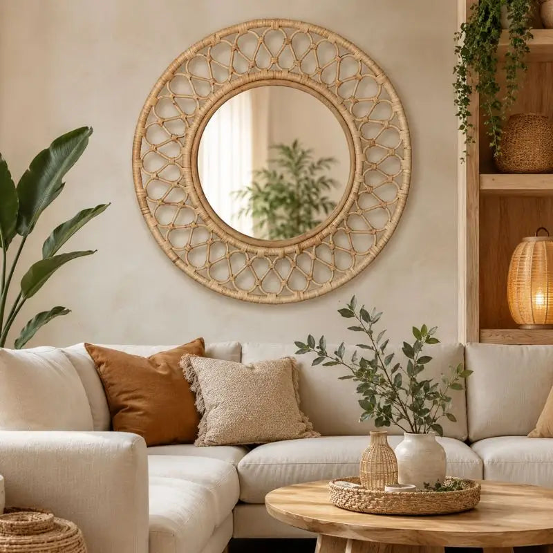Miroir Rotin Rond - 76 cm