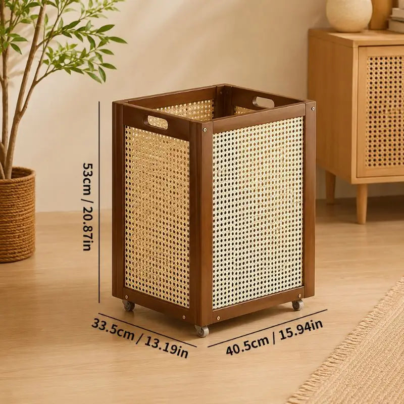 Panier de Rangement en Rotin - 40.5 x 33.5 x 53 cm