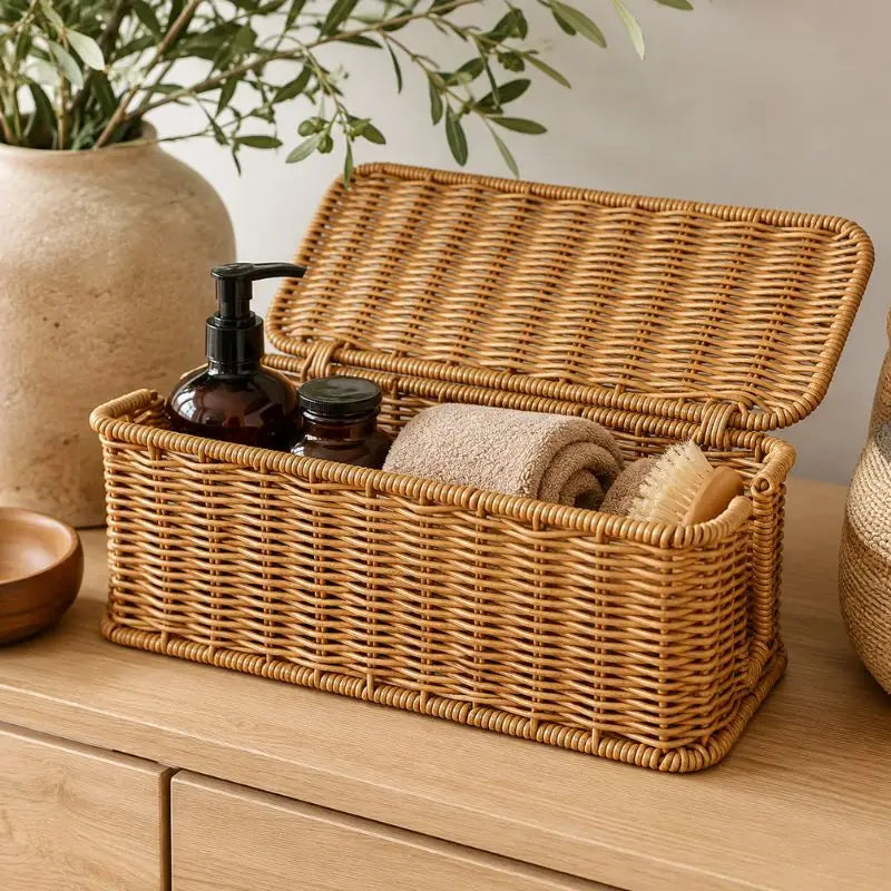 Panier de Rangement Rotin - 32 x 14 x 15 cm