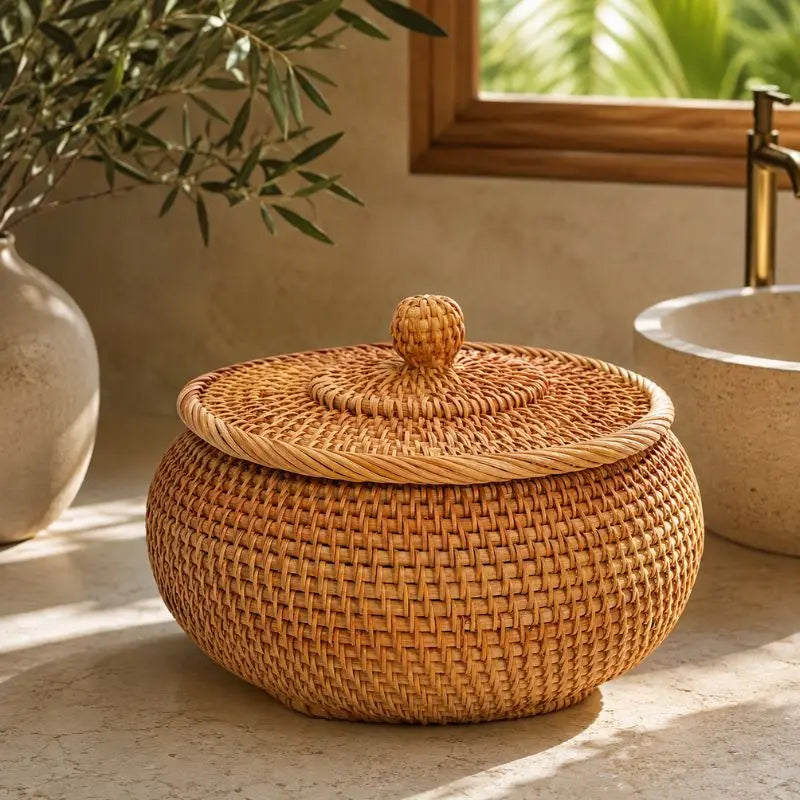 Panier en Rotin avec Couvercle - 23 x 9 cm