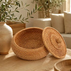 Panier en Rotin avec Couvercle - 23 x 9 cm