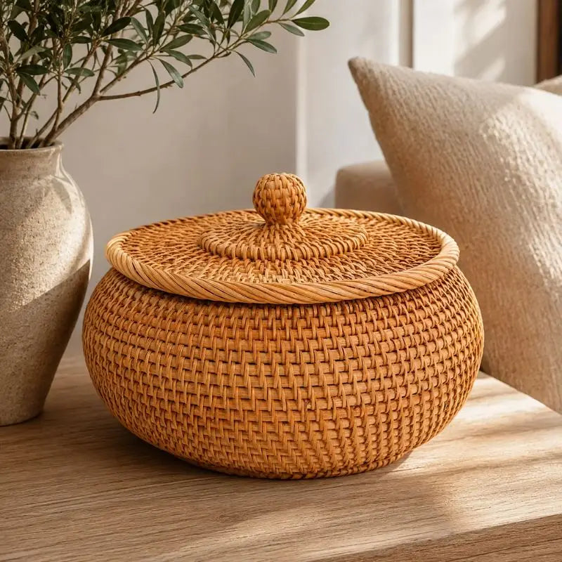 Panier en Rotin avec Couvercle - 23 x 9 cm
