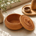 Panier en Rotin avec Couvercle - 23 x 9 cm