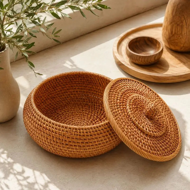 Panier en Rotin avec Couvercle - 23 x 9 cm