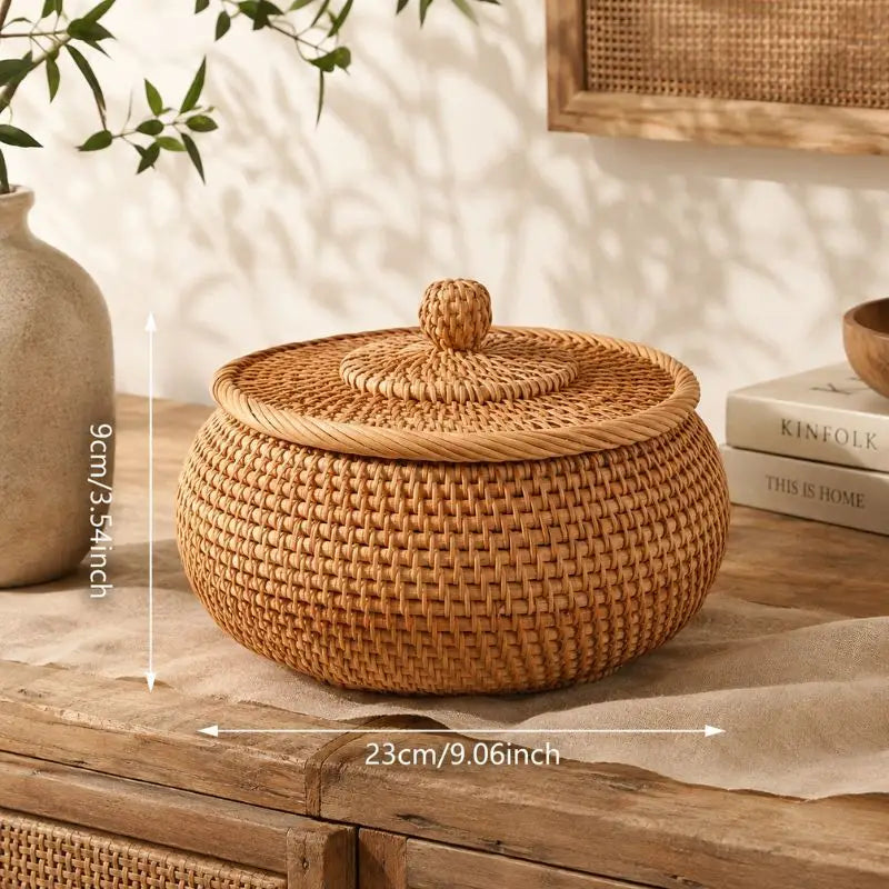 Panier en Rotin avec Couvercle - 23 x 9 cm