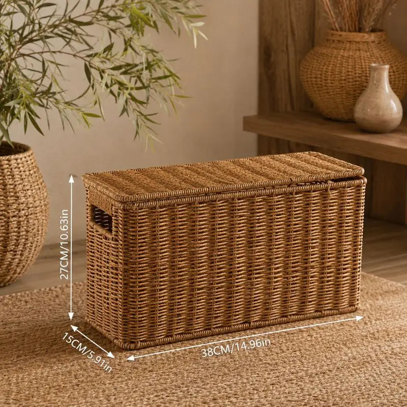 Panier Rangement Rotin - 38 × 15 × 27 cm
