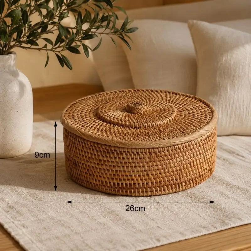 Panier Rotin avec Couvercle - 26 x 9 cm