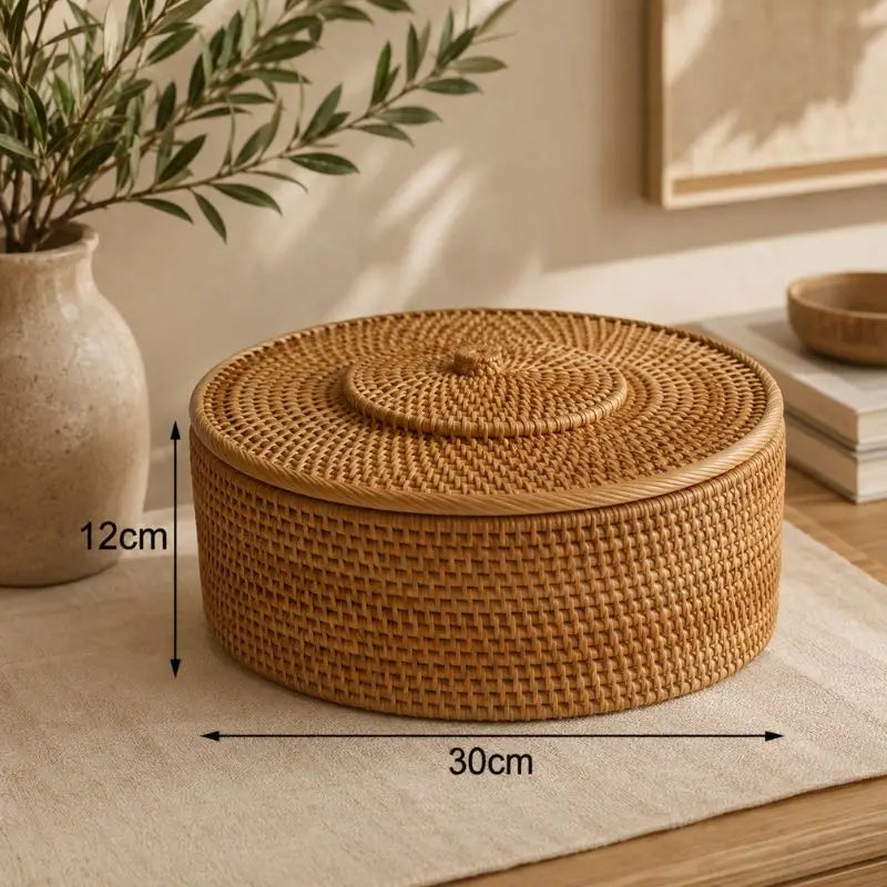 Panier Rotin avec Couvercle - 30 x 12 cm
