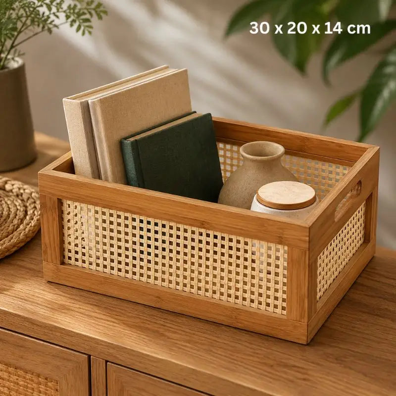 Panier Rotin Rangement - 30 x 20 x 14 cm
