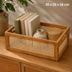 Panier Rotin Rangement - 35 x 25 x 16 cm