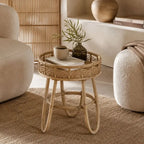 Petite Table Basse en Rotin Tressé - 41.5 x 49 cm