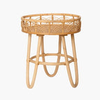 Petite Table Basse en Rotin Tressé - 41.5 x 49 cm