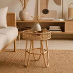 Petite Table Basse en Rotin Tressé - 41.5 x 49 cm