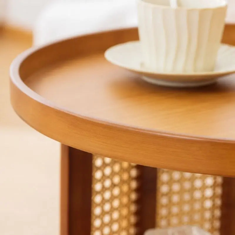 Petite Table Basse Ronde en Rotin