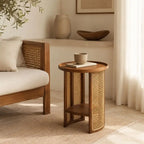 Petite Table Basse Ronde en Rotin