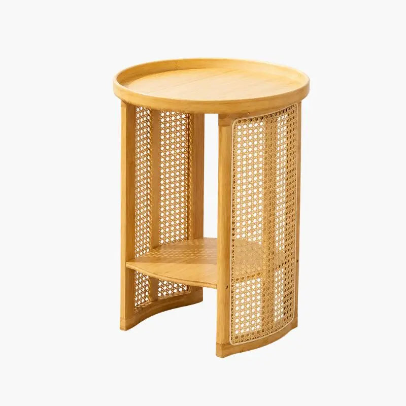 Petite Table Basse Ronde en Rotin