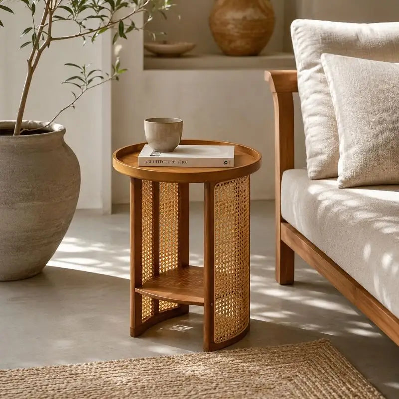 Petite Table Basse Ronde Rotin