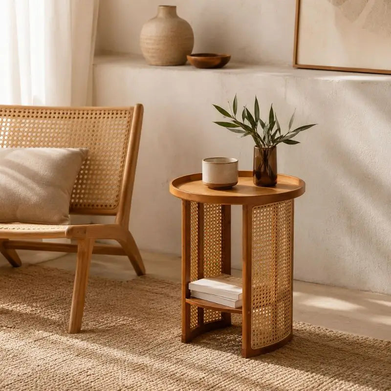 Petite Table Basse Ronde Rotin