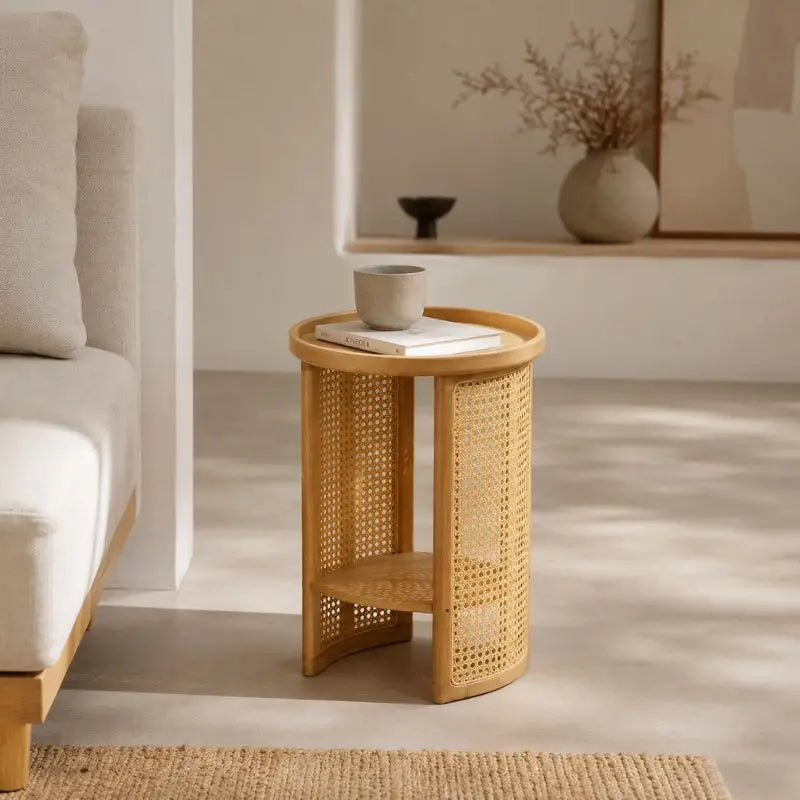 Petite Table Basse Ronde Rotin