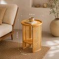 Petite Table Basse Ronde Rotin - Beige