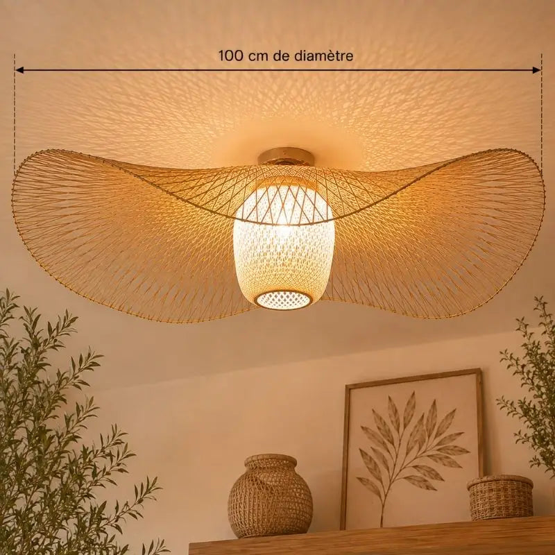 Plafonnier Bambou Rotin - 100 cm