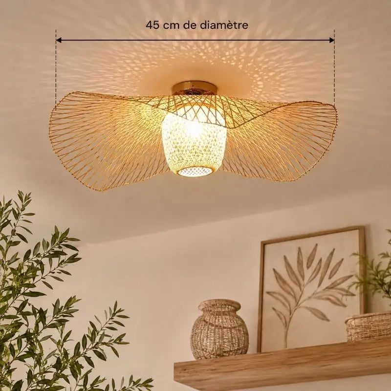 Plafonnier Bambou Rotin - 45 cm