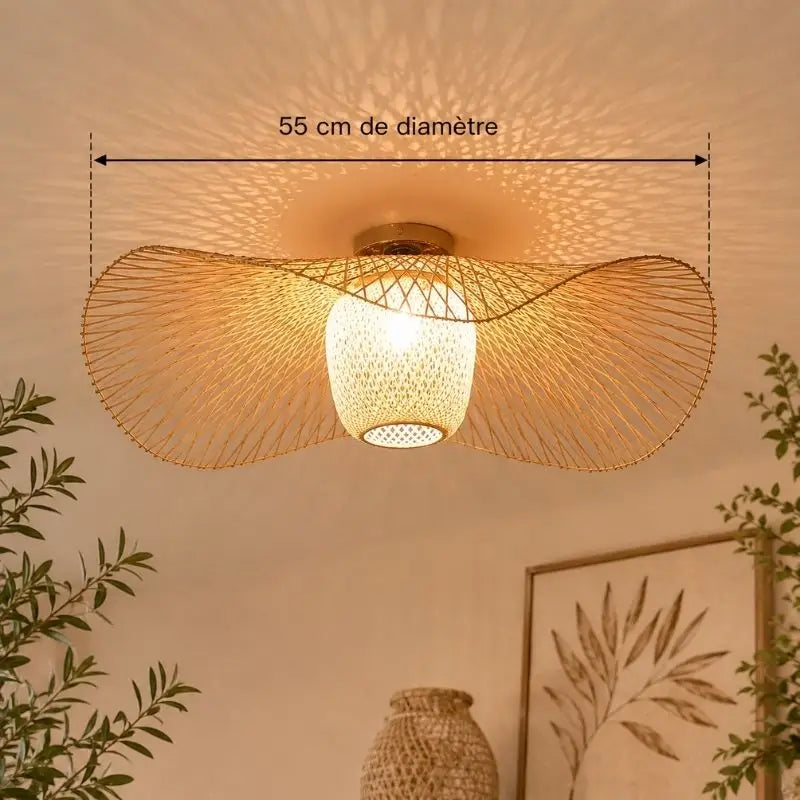 Plafonnier Bambou Rotin - 55 cm