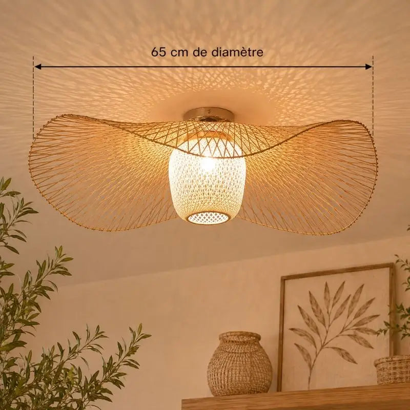 Plafonnier Bambou Rotin - 65 cm