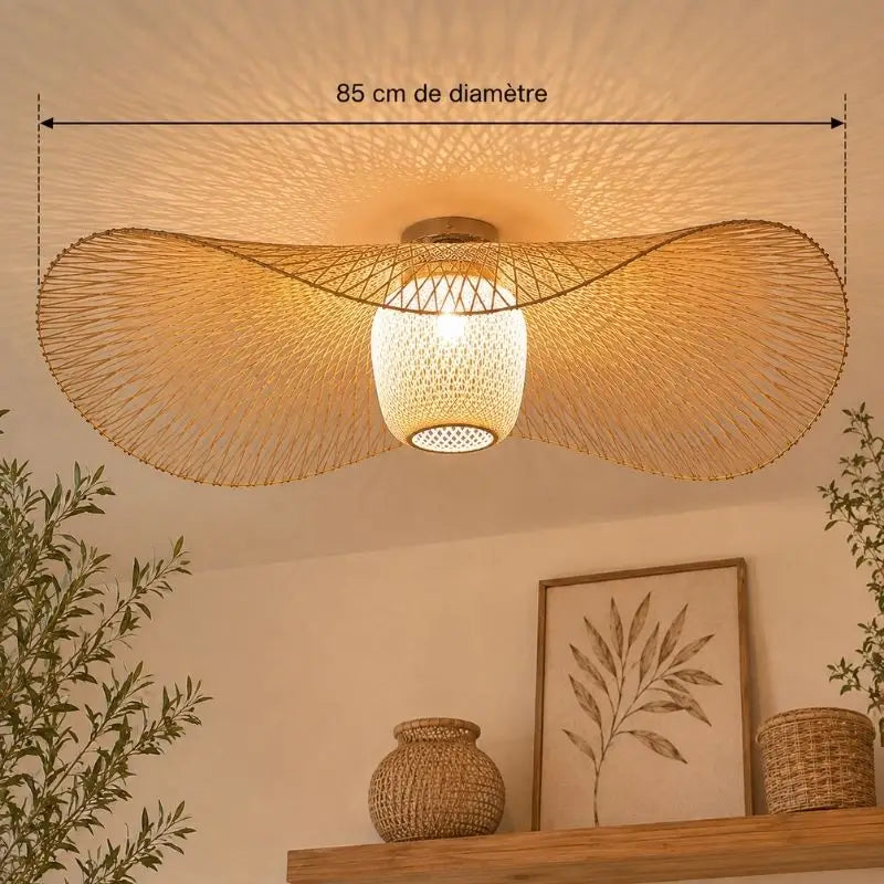Plafonnier Bambou Rotin - 85 cm