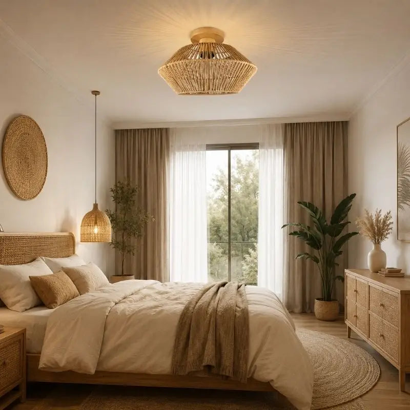Plafonnier Rotin Chambre - 32 x 21 cm