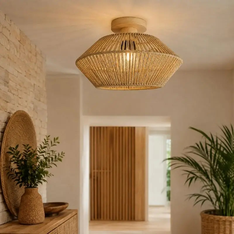 Plafonnier Rotin Chambre - 32 x 21 cm