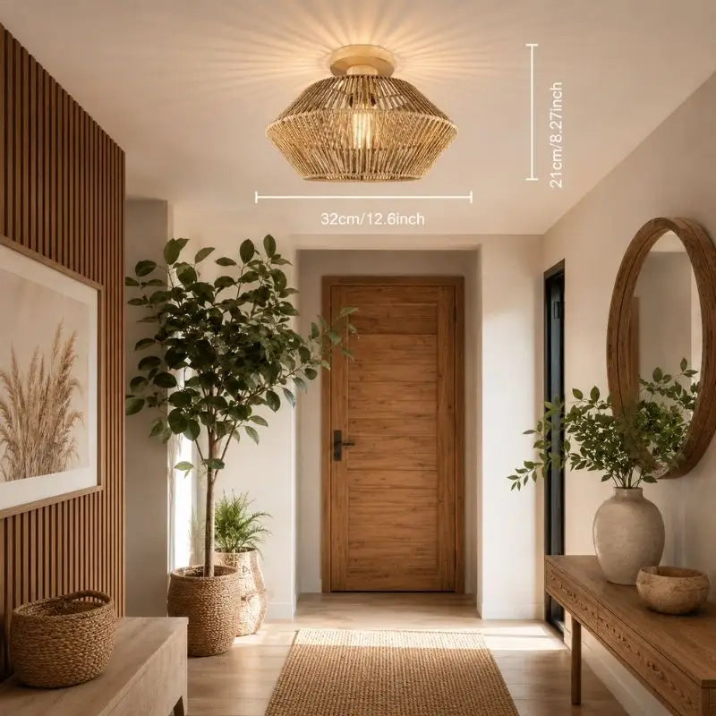 Plafonnier Rotin Chambre - 32 x 21 cm