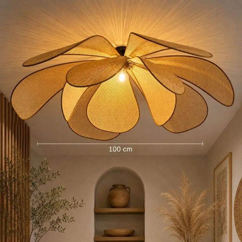 Plafonnier Rotin Fleur - 100 cm