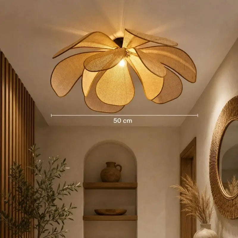 Plafonnier Rotin Fleur - 50 cm